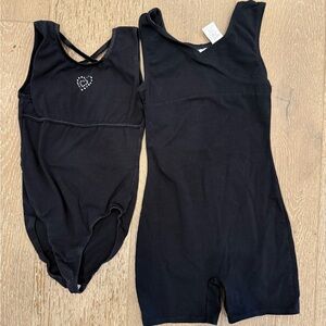 Lot of 2 Girls Freestyle Black Leotards Gymnastics Outfits Size 7/8